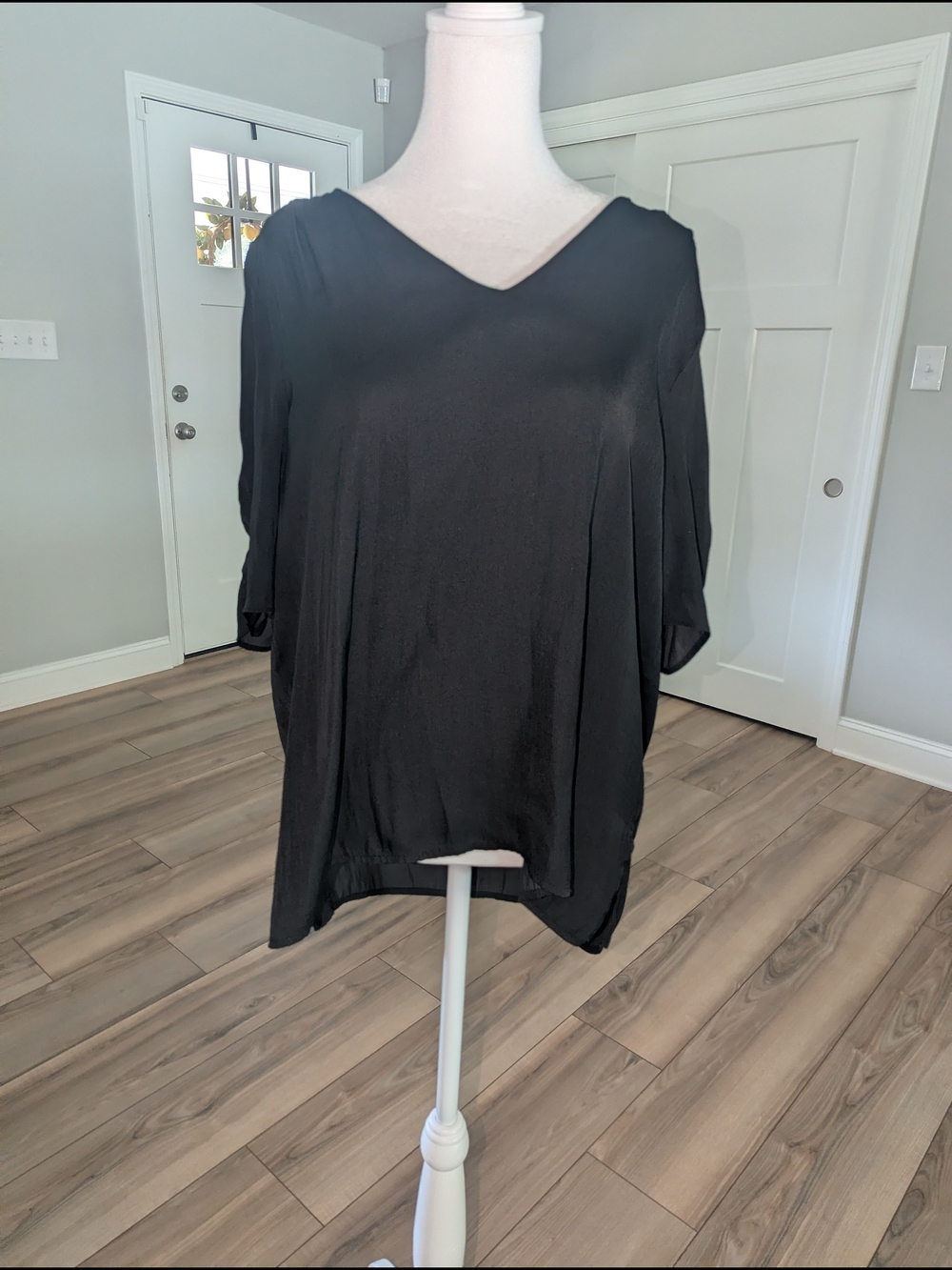 bohme Black V-Neck Draped Blouse